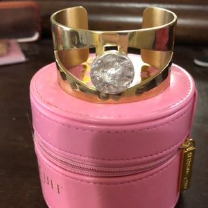 Rustic cuff silver and gold bracelet